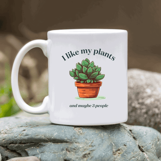 I Like My Plants and Maybe 3 People - White Coffee Mug - Growing Wild Gardening